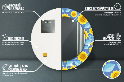 Dekorativ rund spegel Geometriska solrosor