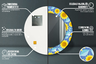 Dekorativ rund spegel Geometriska solrosor