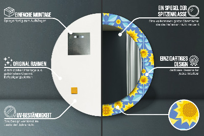 Dekorativ rund spegel Geometriska solrosor
