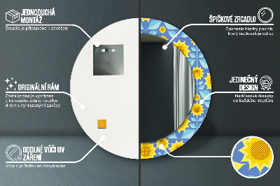 Dekorativ rund spegel Geometriska solrosor