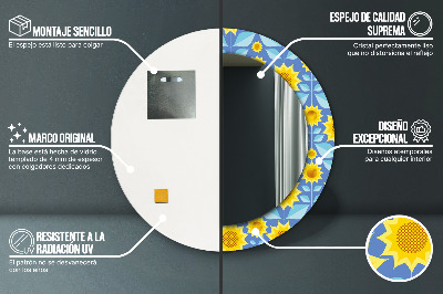 Dekorativ rund spegel Geometriska solrosor