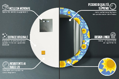Dekorativ rund spegel Geometriska solrosor