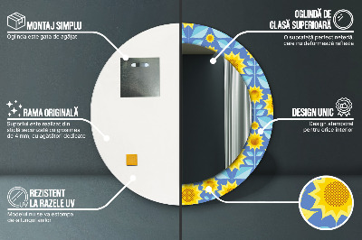 Dekorativ rund spegel Geometriska solrosor