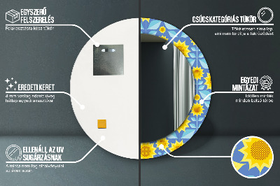 Dekorativ rund spegel Geometriska solrosor