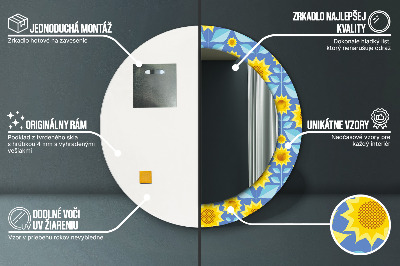 Dekorativ rund spegel Geometriska solrosor