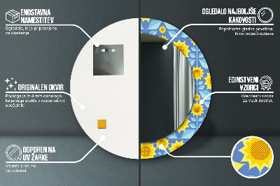 Dekorativ rund spegel Geometriska solrosor
