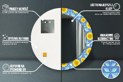 Dekorativ rund spegel Geometriska solrosor