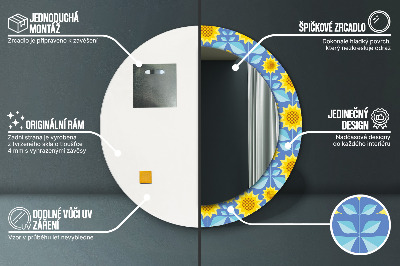 Dekorativ rund spegel Geometriska solrosor