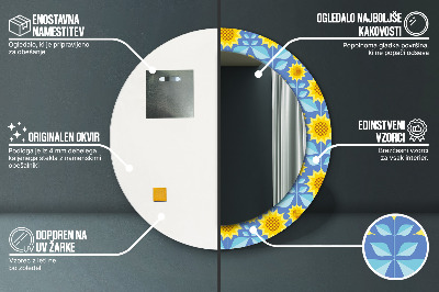 Dekorativ rund spegel Geometriska solrosor