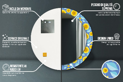 Dekorativ rund spegel Geometriska solrosor