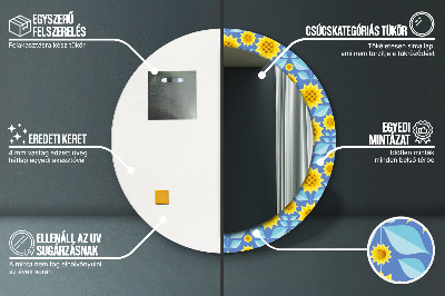 Dekorativ rund spegel Geometriska solrosor
