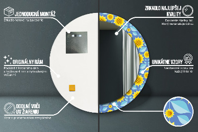 Dekorativ rund spegel Geometriska solrosor