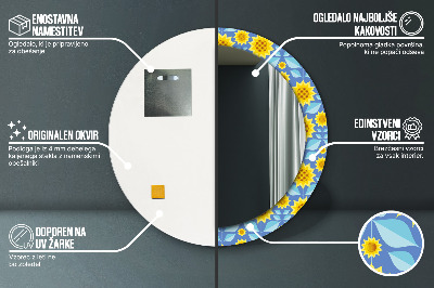 Dekorativ rund spegel Geometriska solrosor