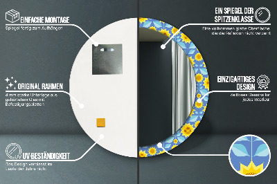 Dekorativ rund spegel Geometriska solrosor