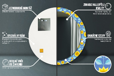 Dekorativ rund spegel Geometriska solrosor