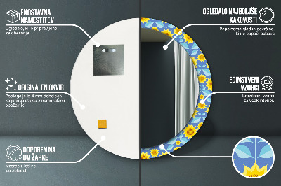 Dekorativ rund spegel Geometriska solrosor