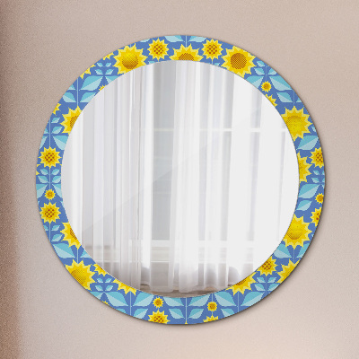 Dekorativ rund spegel Geometriska solrosor