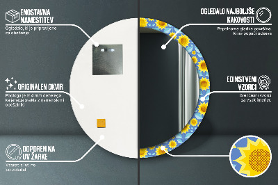 Dekorativ rund spegel Geometriska solrosor