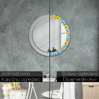 Dekorativ rund spegel Geometriska solrosor