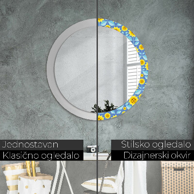 Dekorativ rund spegel Geometriska solrosor
