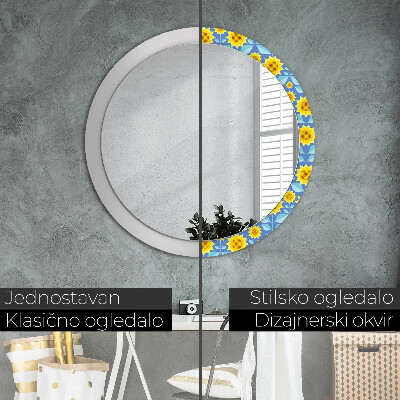 Dekorativ rund spegel Geometriska solrosor