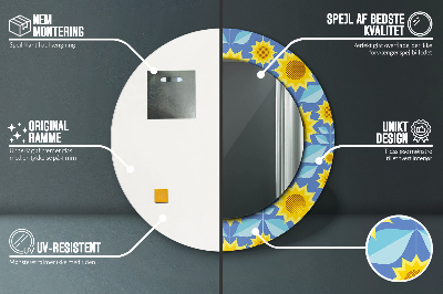 Dekorativ rund spegel Geometriska solrosor