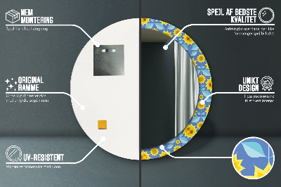 Dekorativ rund spegel Geometriska solrosor