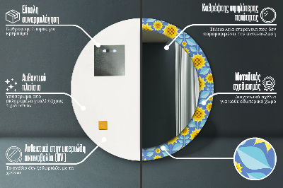 Dekorativ rund spegel Geometriska solrosor