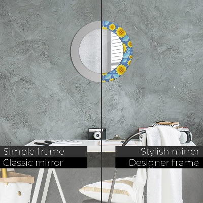 Dekorativ rund spegel Geometriska solrosor