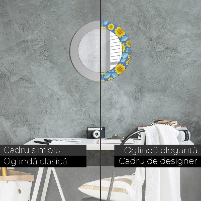 Dekorativ rund spegel Geometriska solrosor