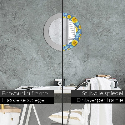 Dekorativ rund spegel Geometriska solrosor