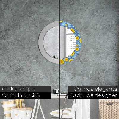 Dekorativ rund spegel Geometriska solrosor