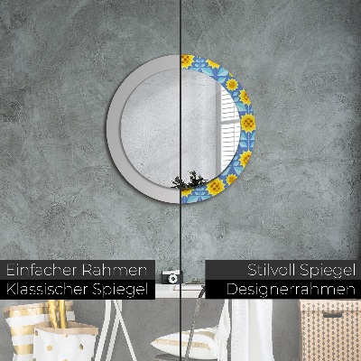 Dekorativ rund spegel Geometriska solrosor