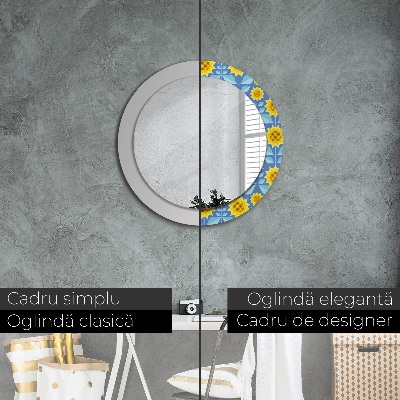 Dekorativ rund spegel Geometriska solrosor