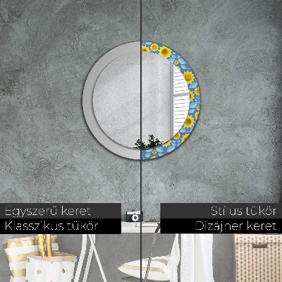 Dekorativ rund spegel Geometriska solrosor
