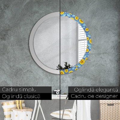 Dekorativ rund spegel Geometriska solrosor