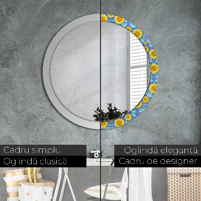Dekorativ rund spegel Geometriska solrosor