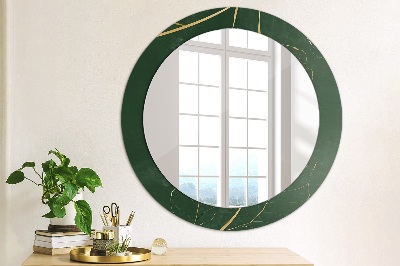 Rund spegel med tryck Fina gyllene blad