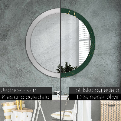 Rund spegel med tryck Fina gyllene blad