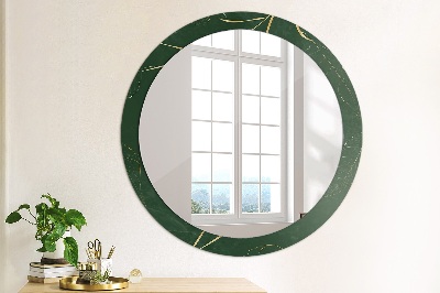 Rund spegel med tryck Fina gyllene blad