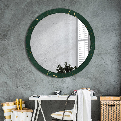 Rund spegel med tryck Fina gyllene blad