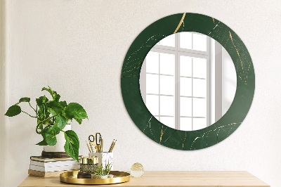 Rund spegel med tryck Fina gyllene blad