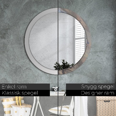 Rund spegel med tryck Holografisk textur