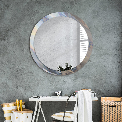 Rund spegel med tryck Holografisk textur