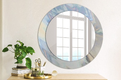 Rund spegel med tryck Holografisk textur