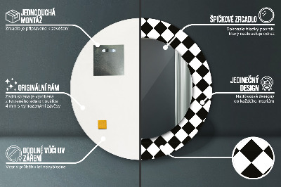 Dekorativ rund spegel Schackbord