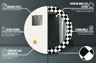 Dekorativ rund spegel Schackbord