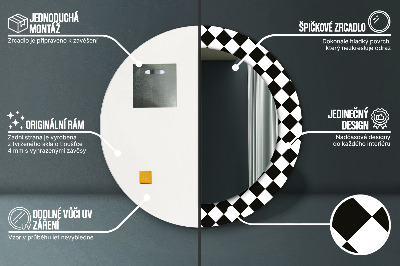Dekorativ rund spegel Schackbord