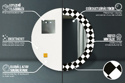 Dekorativ rund spegel Schackbord