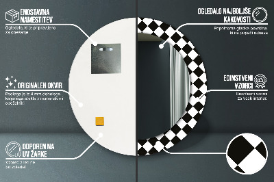 Dekorativ rund spegel Schackbord